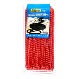 Seachoice Double-Braid Nylon Dock Line w/ Eye Splice, Pre-Shrunk, Heat Stabilized, 1/2 In. X 15 Ft., Red thumbnail-0
