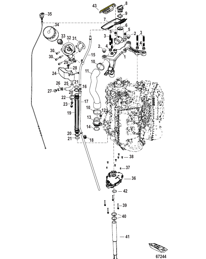Serial Range Outboard 175 (4-STROKE) (3.4L) (V6) - 2B529482 & Up - Oil System