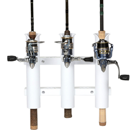 Seachoice Fishing 3-Rod Storage Rack, Holds 3 Fishing Rods With Slots for Knives and Pliers, White thumbnail-2