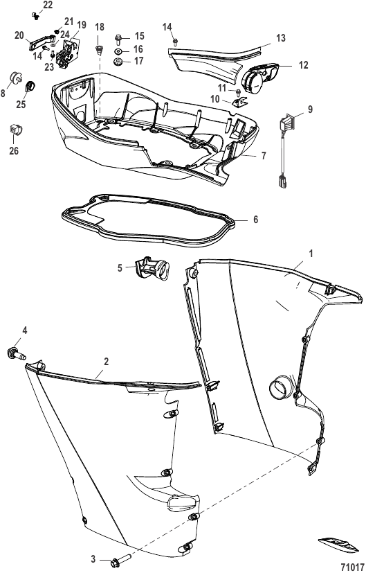 Serial Range Outboard 60R EFI Racing (4-STROKE) - 1C615064 & Up - Lower Cowl