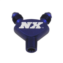 Nitrous Express 1/8NPT x 3AN x 3AN Billet Pure-Flo Y Fitting - Blue thumbnail-0