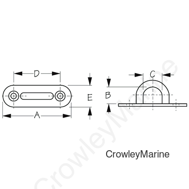 Stainless Steel OBLONG EYE PLATE 3-1 /8" (089703-1)