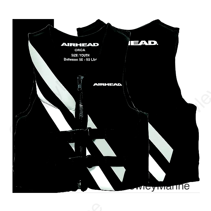 Airhead 1007503BBK Orca Neolite Kwik-Dry Life Vest, Youth, Black/White