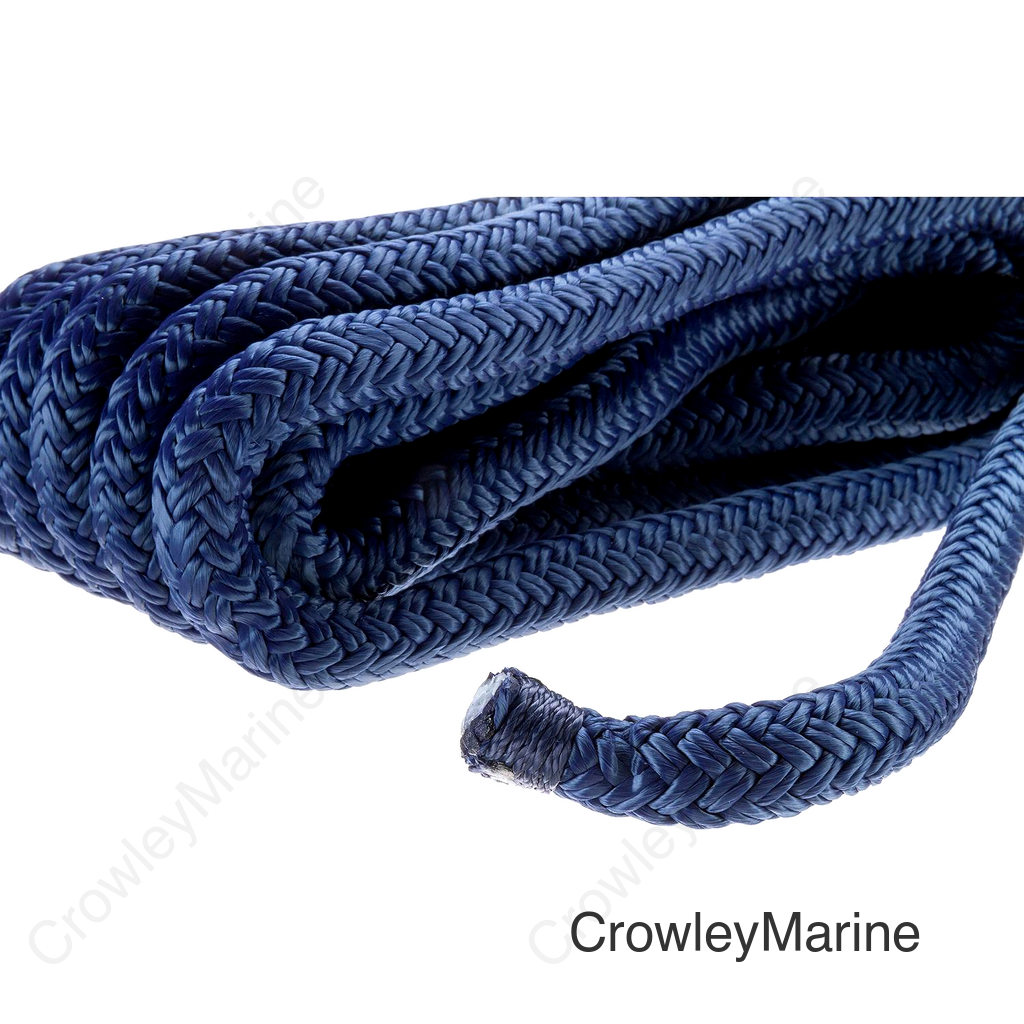 Seachoice Double-Braid Nylon Dock Line w/ Eye Splice, Pre-Shrunk, Heat Stabilized, 1/2 In. X 15 Ft., Navy