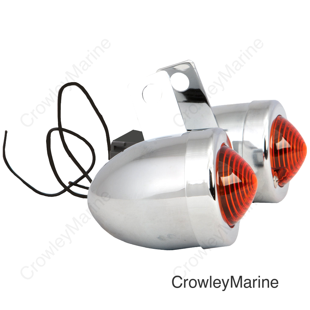 BULLET MARKER LIGHT W/BRKT CHR AMBER LENS SINGLE FILAMENT
