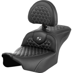 Roadsofa™ Seat - with Backrest - Honeycomb - Gray Stitch - FLTR/FLHX '23-'24