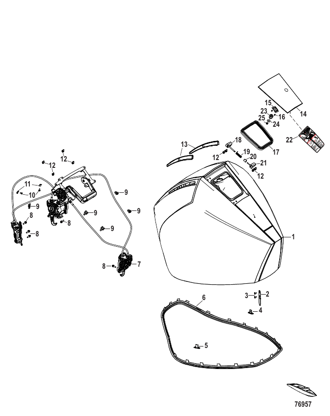 Serial Range Outboard 250R Racing (4-STROKE)(4.6L)(V8) - 1E080500 & Up - Top Cowl