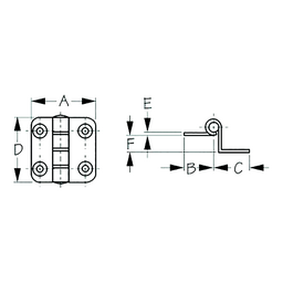 Sea-Dog 2035901 Dampening Offset Butt Hinge, #8 FH, Weight= .09/ .18, A= 1-1/2", B= 3/4", C=3/4" , D= 1-1/2", E= 1/16", 3/8" thumbnail-0