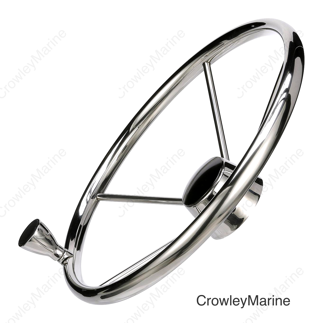 Seachoice 5-Spoke Destroyer Steering Wheel w/ Turning Knob, Stainless Steel, Black Center Cap