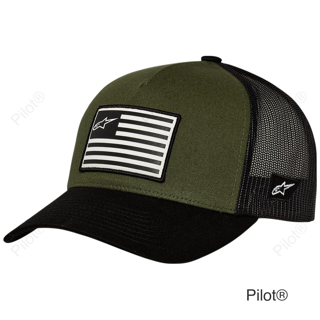 Flag Snapback Hat - Military/Black - One Size