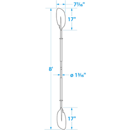 Seachoice 8 Ft. Curved-Blade Kayak Paddle, 2-Piece 1-1/8 in. Diameter Anodized Aluminum Shaft, 17 in. X 7-3/8 in. Blades thumbnail-0