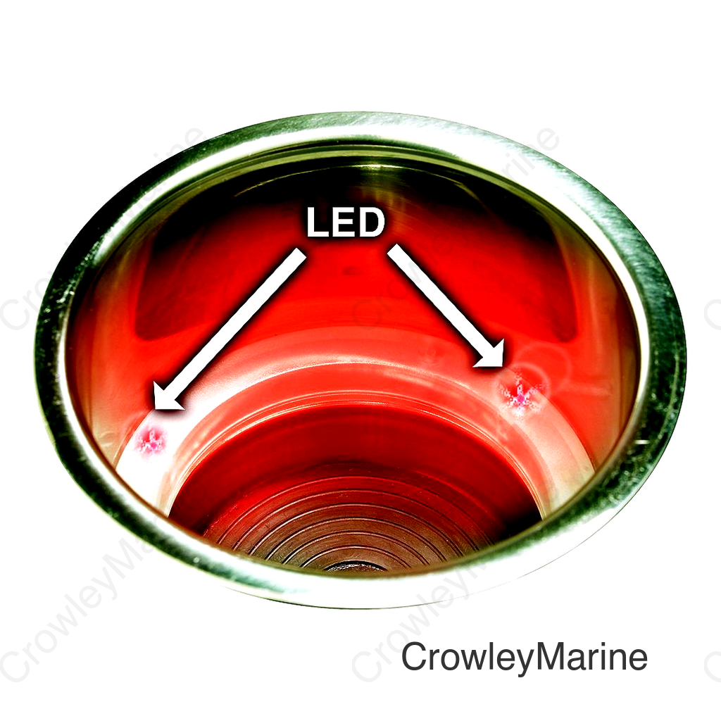 Seachoice 79391 Stainless Steel Recessed Drink Holder With Red LED Light