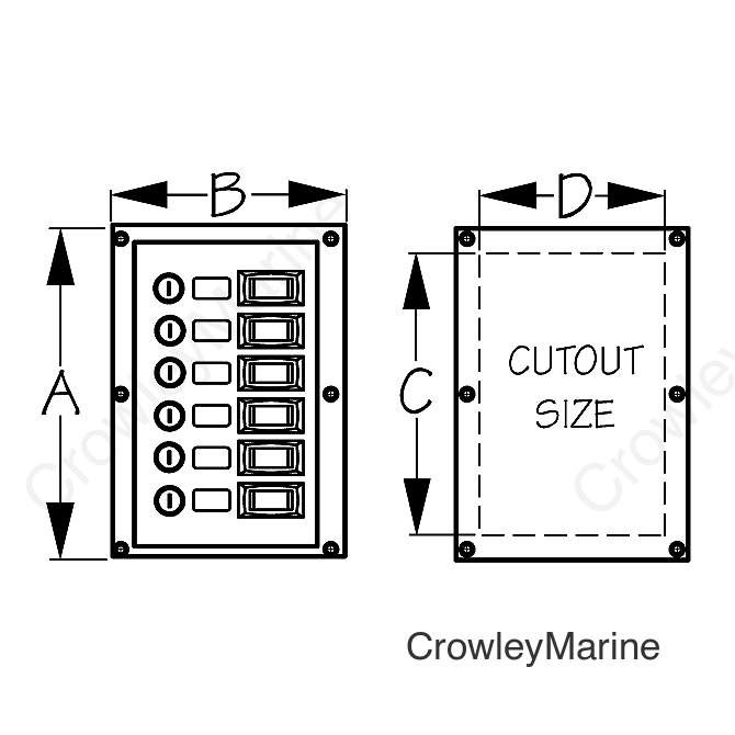 Sea-Dog 4241101 6-Gang Vertical Rocker Switch Fuse Panel