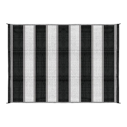 Open Air Stripe Awning Leisure Mat, 6' x 9' Charcoal thumbnail-0