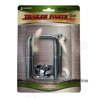 U-Bolt, Square Zinc, 7/16"x 2-1/8"x4" Long, 2/Package, includes Nylon Insert Locknuts and Flat Washers (404731)