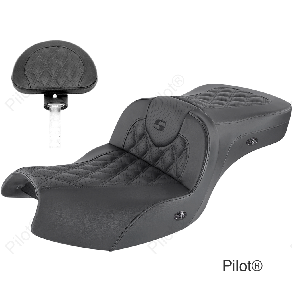Roadsofa™ Seat - With Backrest - Full Lattice Stitch - Black - Heated - GL