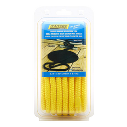 Seachoice Double-Braid Nylon Dock Line w/ Eye Splice, Pre-Shrunk, Heat Stabilized, 3/8 In. X 20 Ft., Yellow thumbnail-0