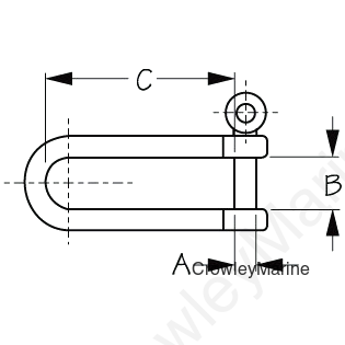 Stainless Steel (316) LONG D SHACKLE 1/4" (147156-1)