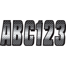 Hardline Series 300 Registration Kit, Carbon Fiber With Block Font and Top to Bottom Color Gradations (Includes 4 Sets of 3" A-Z, 0-9) thumbnail-1