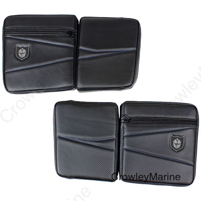 REAR DOOR KNEE PADS WITH STORAGE BLUE STITCHING