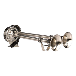 Seachoice Stainless Steel Dual Trumpet Horn, Vibration-Free Mounting Pad, 20-3/4 in. Long, 12V thumbnail-1