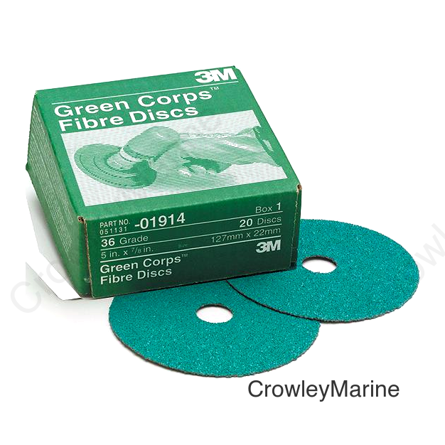 3M 36508 5" x 7/8" 60 Grit Green Discs