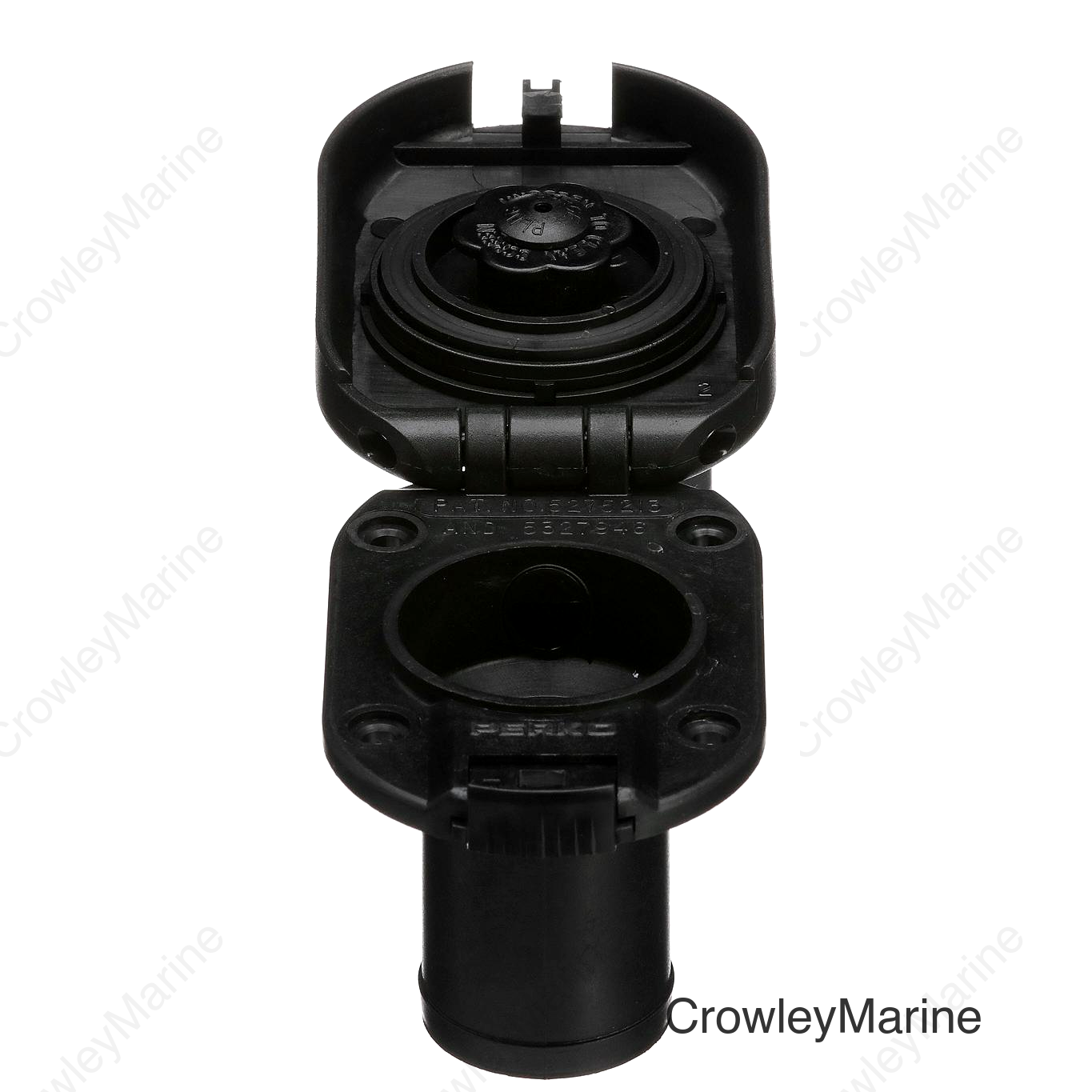 Seachoice Deck Mount Gas Fill Plate w/ Vent, Hinged Flip-Top, Molded Black Plastic