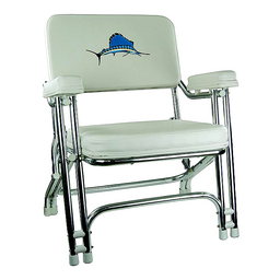 Springfield 1080021EMB Deck Folding Chair, White w/Embroidered Back thumbnail-0
