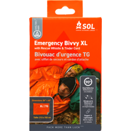 SOL 2-PERSON EMERGENCY BIVVY W/ RESCUE WHISTLE 4/PK