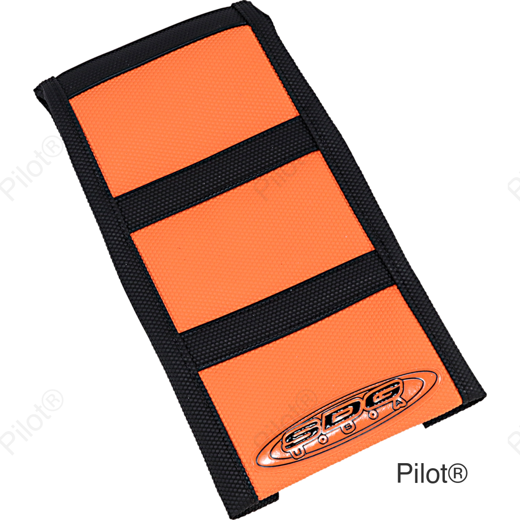 6-Ribbed Seat Cover - Black Ribs/Orange Top/Black Sides