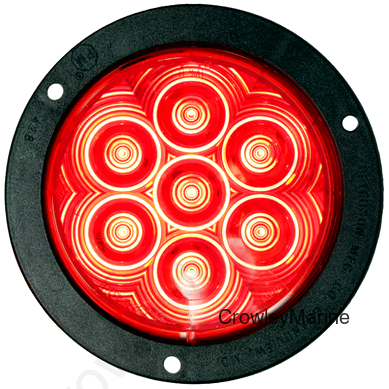 LED Red Stop/Turn/Tail 4" Round, 7 Diodes, Flange Mount, AMP (421444)