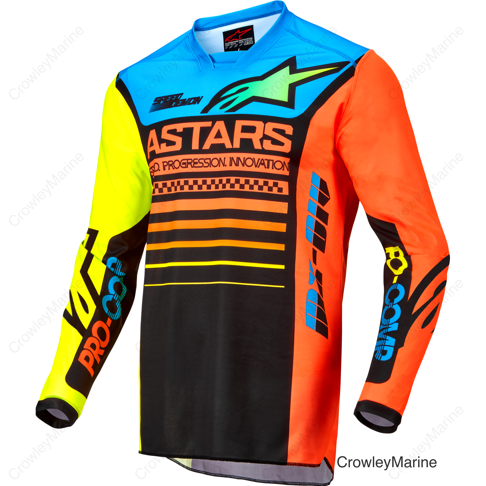 YOUTH RACER COMPASS JERSEY BLACK/YELLOW FLUO/CORAL YM