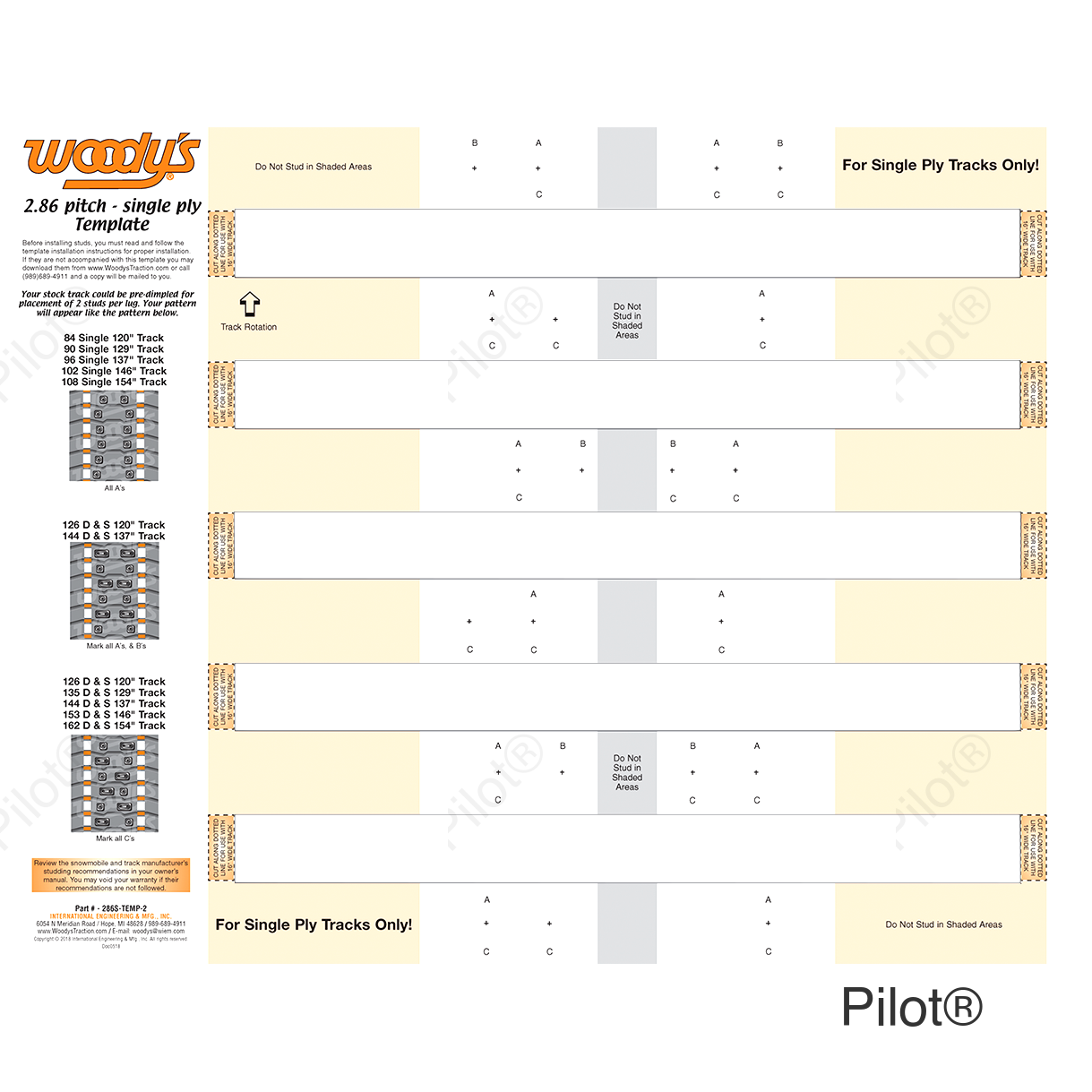 Studding Template - Track - 120"/129"/137"/146"/154" - 2.86" Pitch