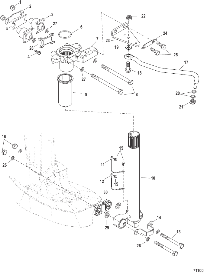 Serial Range Outboard 60R EFI Racing (4-STROKE) - 1C615064 & Up - Steering Arm