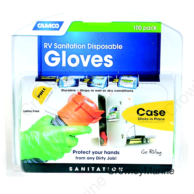Camco 40285 RV Sanitation Nitrile Gloves, Orange, Green, 50 pr./pk
