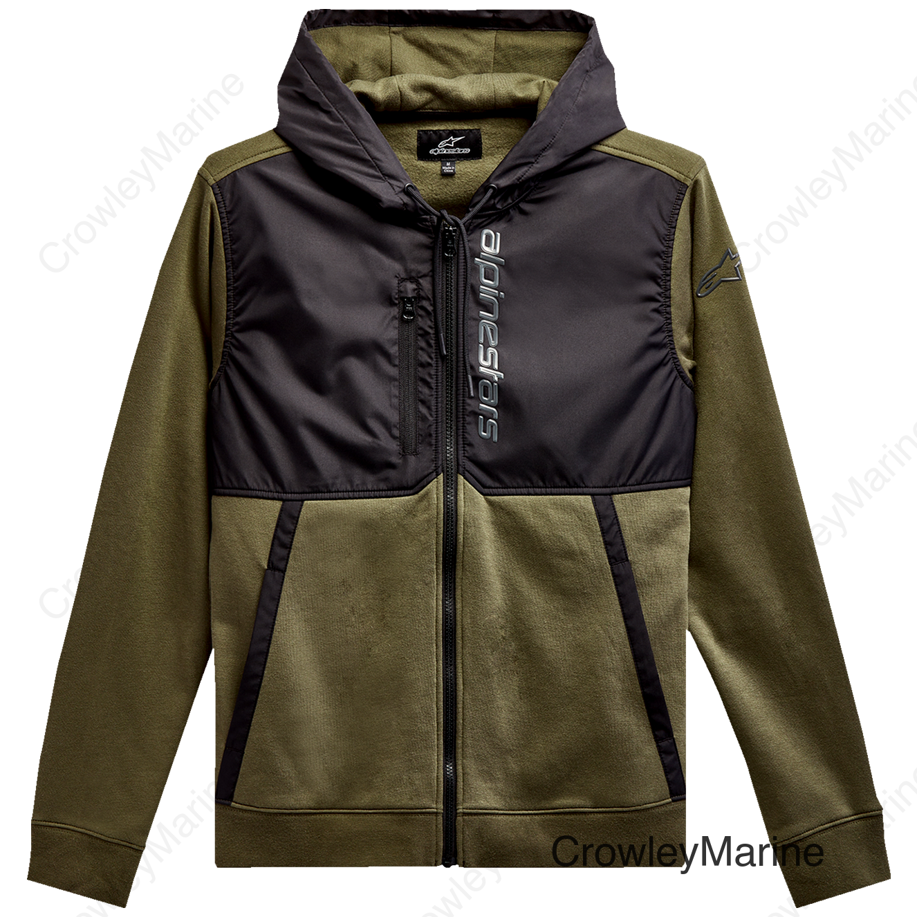 Aligned Zip Hoodie - Military/Black - 2XL