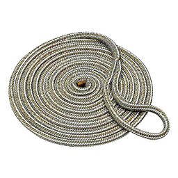 Seachoice Double-Braid Nylon Dock Line w/ Eye Splice, Pre-Shrunk, Heat Stabilized, 5/8 In. X 25 Ft., Gold White thumbnail-4