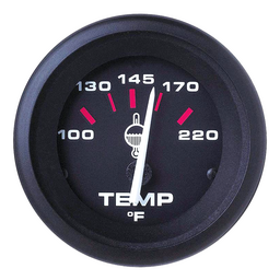Sierra 58862P Amega Signature Series 2" Black Outboard Hot & Cold 100-220 F Dial Range Water Temperature Gauge Kit with "J" Sender Code thumbnail-0