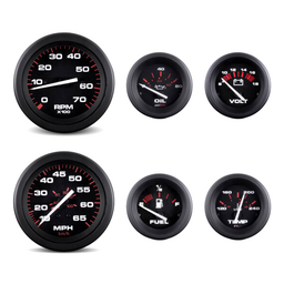 Sierra 68363P Amega Signature Series 6 Inboard & Sterndrive Set with Tachometer, Speedometer, Voltmeter, Fuel, Water Temperature & Oil Pressure Gauges thumbnail-2