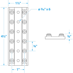 Seachoice Terminal Block, 6-Gang, Brass Clips and Contacts thumbnail-0