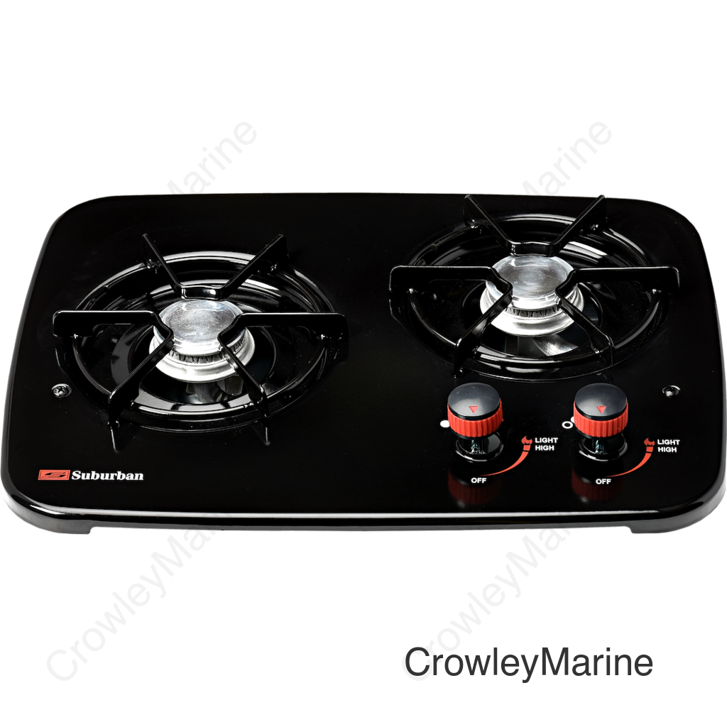 Suburban 3070ABK Dual Burner Drop-In Cooktop, Black