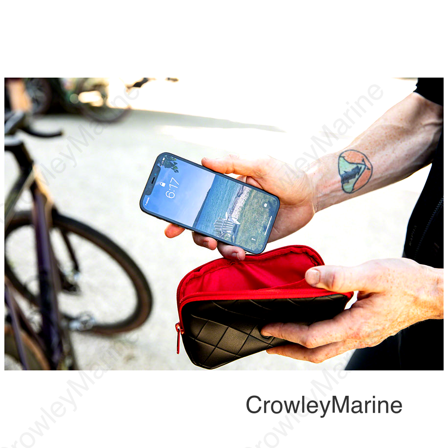 Silca Borsa Eco Zippered Phone Case - Recycled Leather  Black/Red