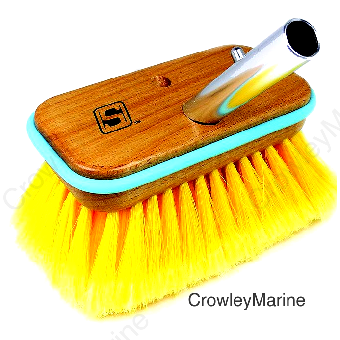 Seachoice 90451 Deck Brush with Bumper - Wood, Size: 6", Soft (Yellow Poly)