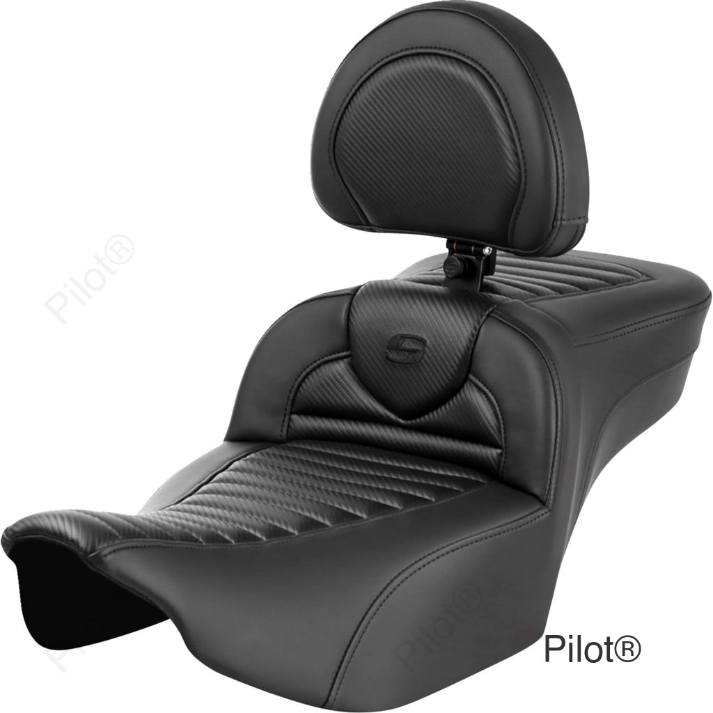 Roadsofa™ Extended Reach Seat - with Backrest - Tuck-n-Roll - Carbon Fiber - FLTR/FLHX '23-'24