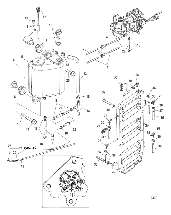 Serial Range Outboard 3.0L DSI (Diesel Spark Ignition) - 1E052967 & Up - Oiling System