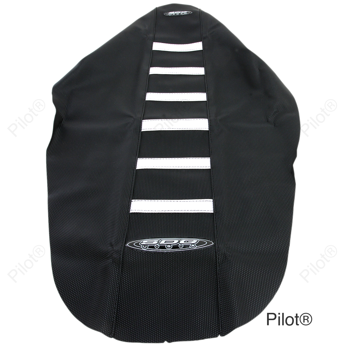 6-Ribbed Seat Cover - White Ribs/Black Top/Black Sides