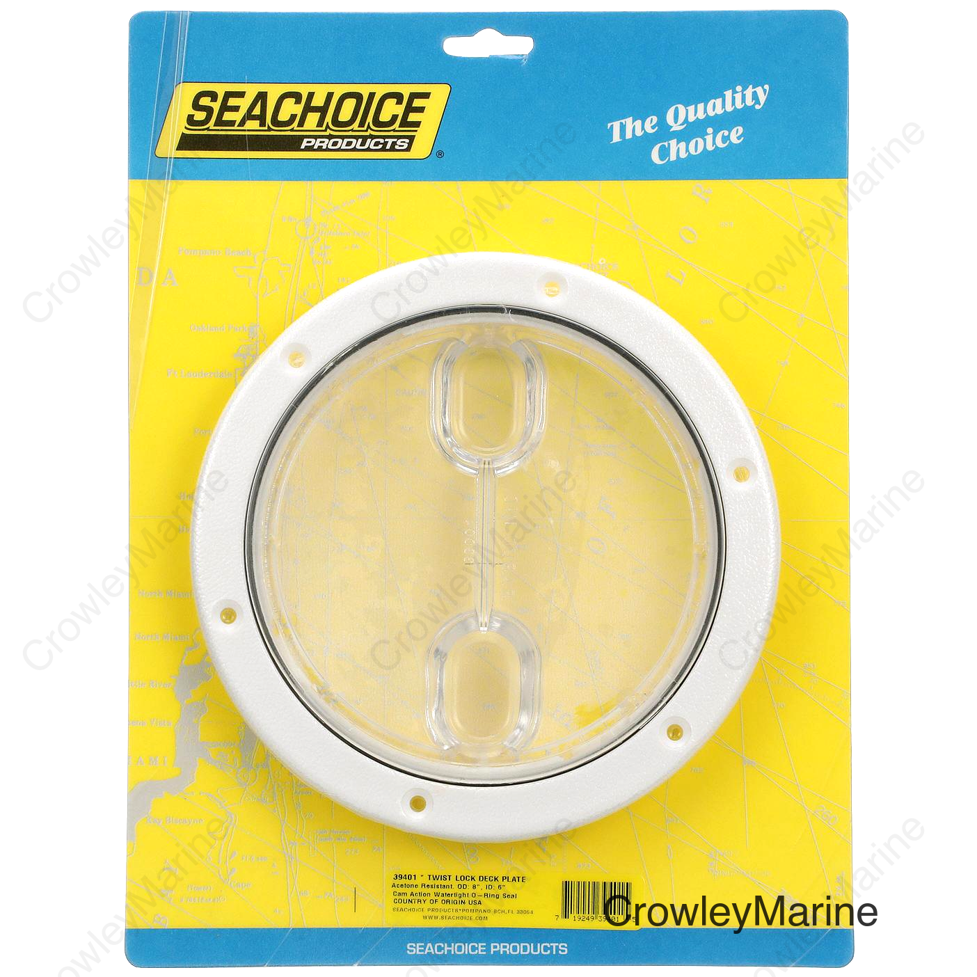 Seachoice Twist 'N' Lock Deck Plate, White w/ Clear Insert, Up to 6-1/2 In. Diameter
