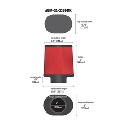 AEM 4.00 in Dryflow Air Filter Oval 9.00 in Element thumbnail-2