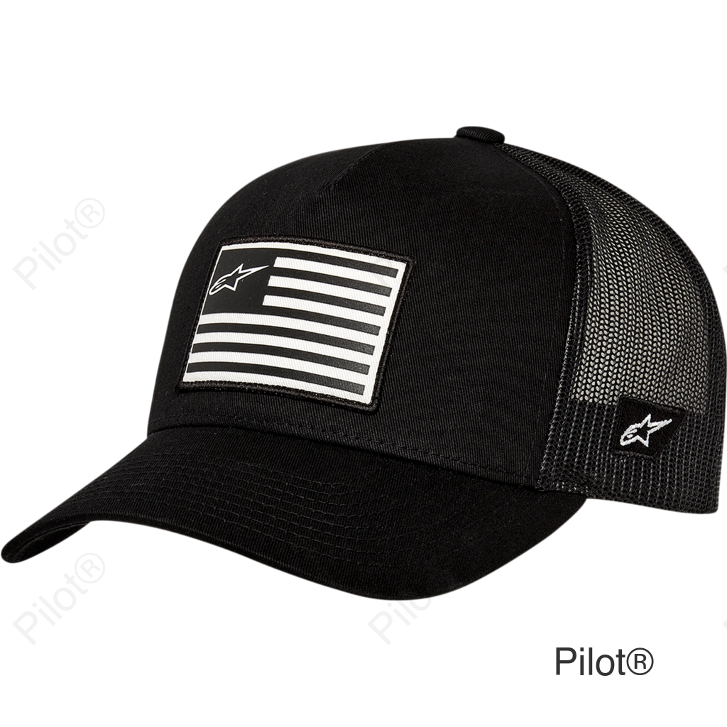 Flag Snapback Hat - Black/Black - One Size