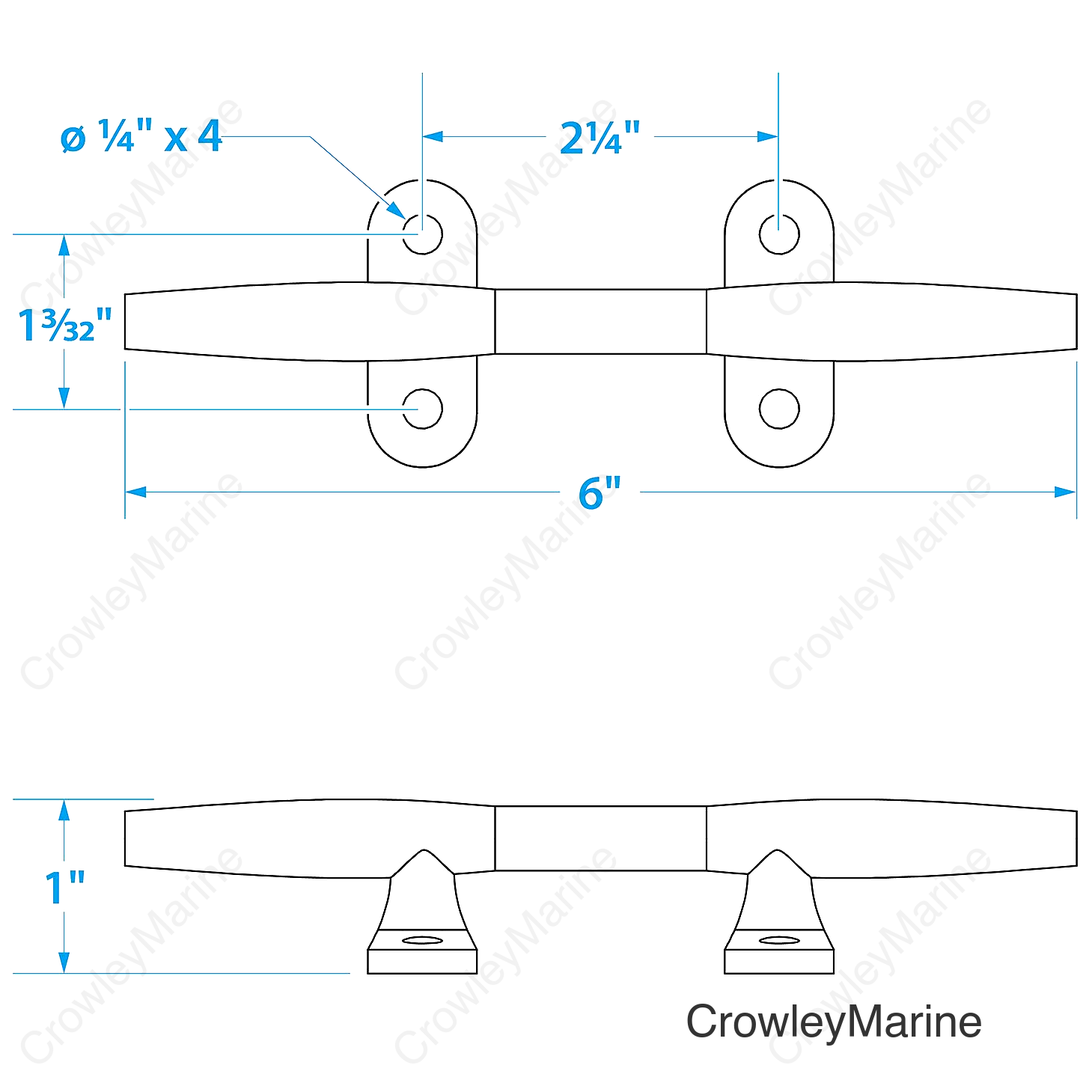 Seachoice Stainless Steel Hollow Base 6 In. Boat Dock and Anchor Line Cleat